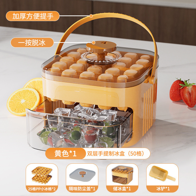 Presione el molde de cubitos de hielo de la rejilla de hielo Caja de hielo de grado alimenticio Molde de artefacto de hockey sobre hielo congelado Almacenamiento de hielo de gran capacidad Refrigerador doméstico