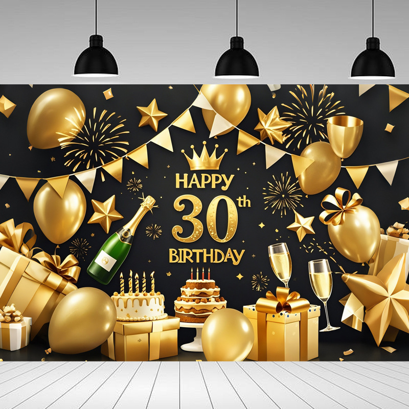 Nueva tela de fondo de feliz cumpleaños transfronteriza, carnaval de fiesta, serie principal de decoración de escenas, banner de cumpleaños