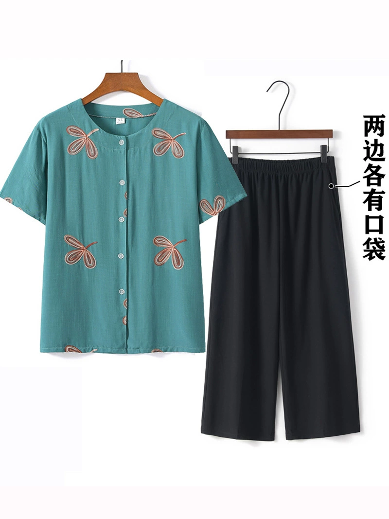 Летняя одежда, набор для мамы, футболка для пожилых, для среднего возраста, с коротким рукавом