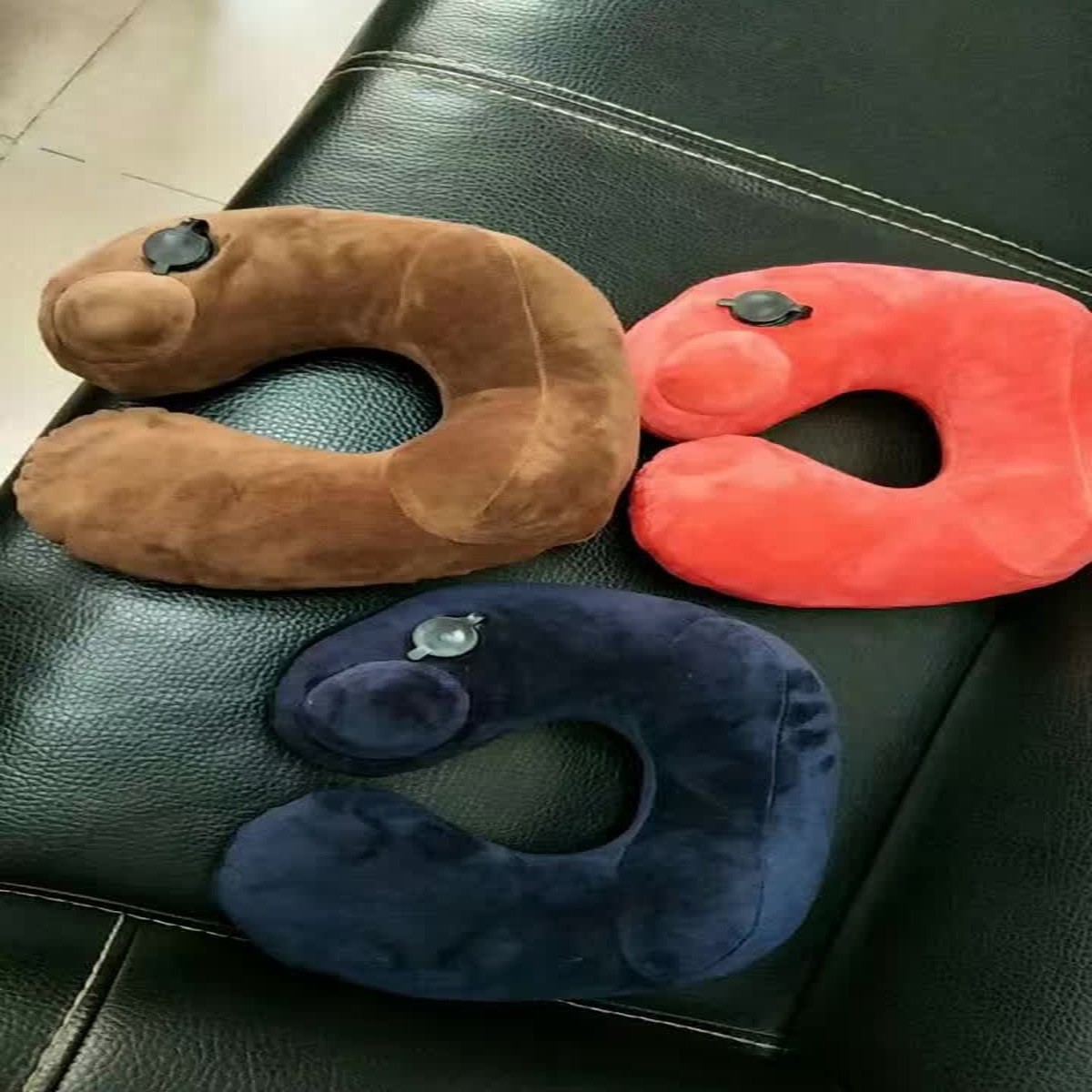 pvc充气U型枕 野外旅行折叠小夜灯 火车旅行睡觉头枕