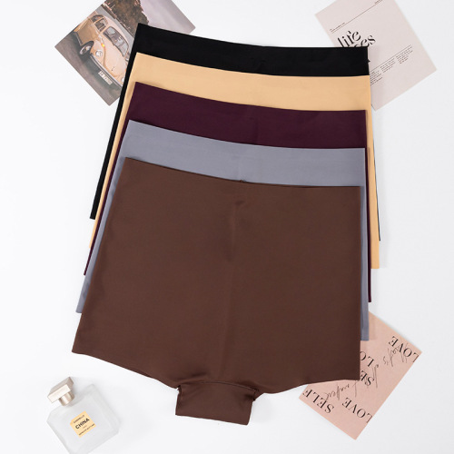 Cross-border mid-high waist anti-exposure underwear women's ice silk seamless women's safety pants tummy control butt lift boxer leggings