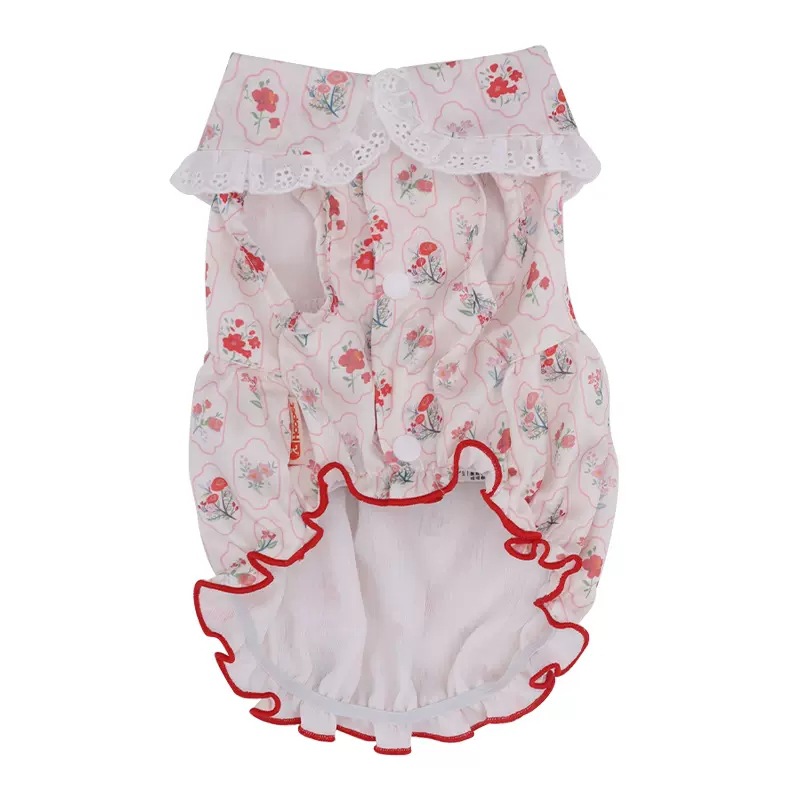 Baihua Blooming burbuja vestido de vestir ropa de gato anti-pelusa primavera mascota gatito primavera y verano fresco Delgado