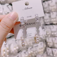 Модные и простые серьги-кольца Alison с искусственным цирконом и жемчугом, серебряные серьги-иглы