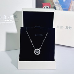 原创S925纯银跳动的心项链女轻奢小众高级感蓝钻灵动吊坠跨境热销