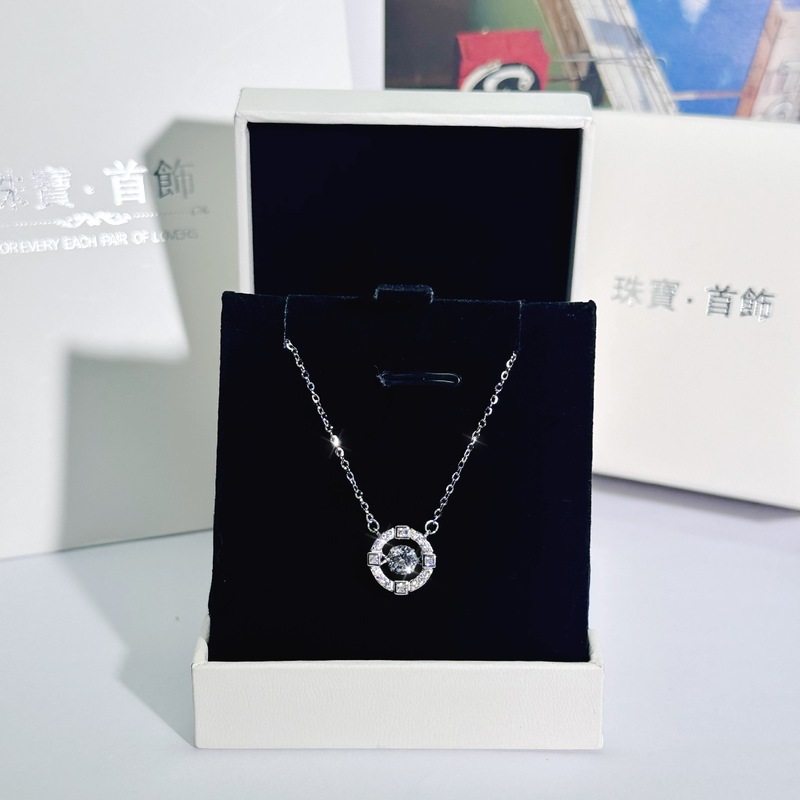 原创S925纯银跳动的心项链女轻奢小众高级感蓝钻灵动吊坠跨境热销|undefined