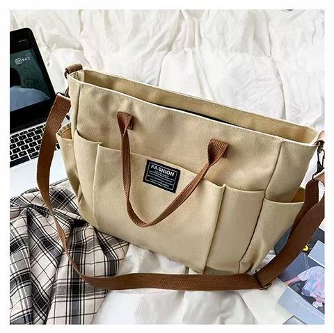 Japanese-Style Ins Minimalist Versatile Commuter Tote Canvas Bag for College Students, Handbag, Shoulder Bag, Unisex Crossbody Bag