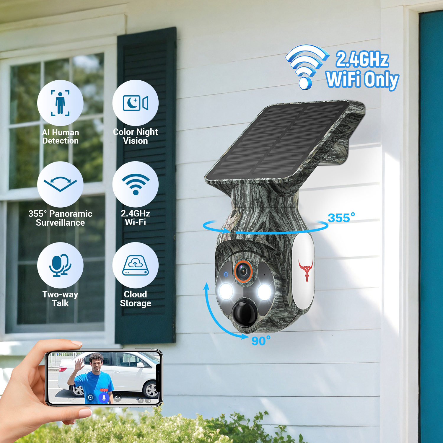 4g摄像头监控家用手机远程360度无死角室外太阳能免插电跨境爆款