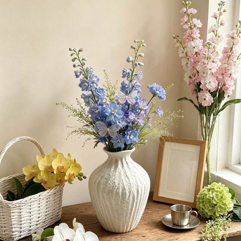Nordic minimalist vertical-striped ceramic vase, Wabi-Sabi style ceramic vase, decorative vase for living room tables and home floral arrangements