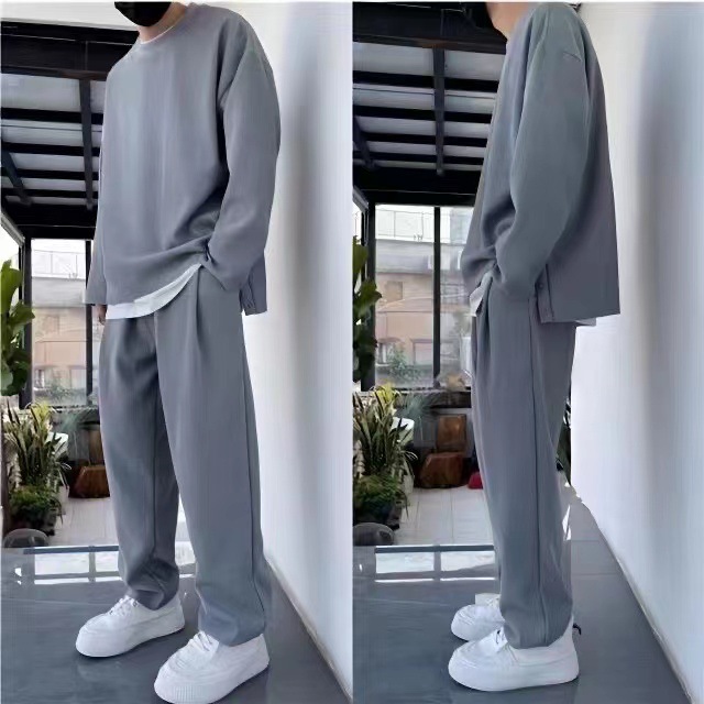 Autumn and Winter new men's and women's same fashion trendy Louver stripe suit Pu handsome high slimming draping casual wear