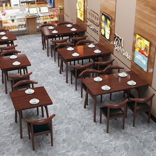 Commercial Fast Food Restaurant Dining Table and Chair Combination Breakfast Milk Tea Burger Shop Snack Noodle Shop Rectangular Table Default Item