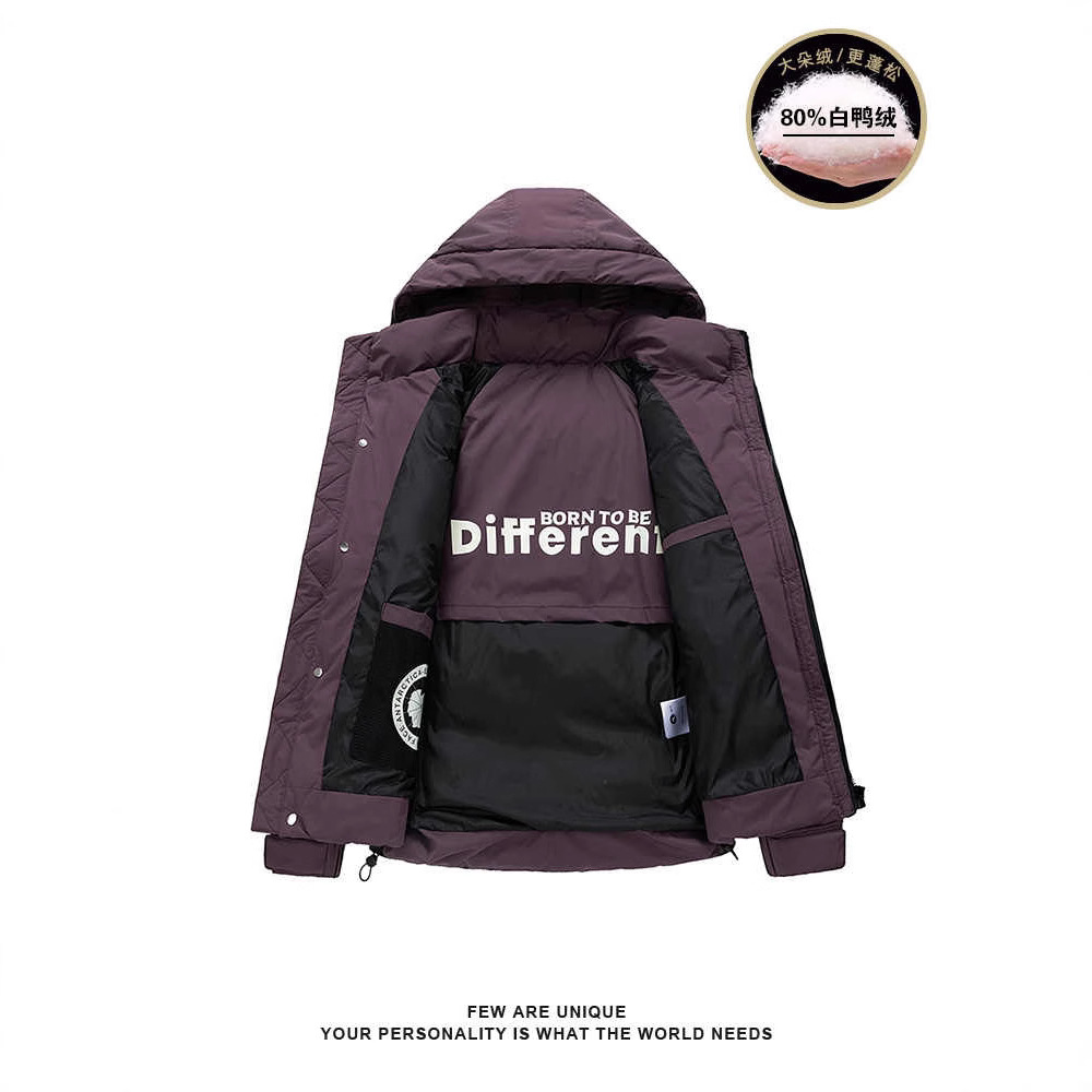 Chaqueta de plumón con capuchón de la NASA para hombres de invierno juveniles de moda de chaqueta blanca para protegerse del frío y grueso chaqueta cálida casual