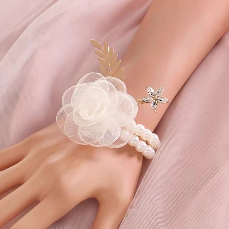 Grupo de flores de la mano de gama alta hermosa pulsera de la boda Fresca de la boda de estilo coreano muñeca flor Mori dama de honor Hermanas image 20