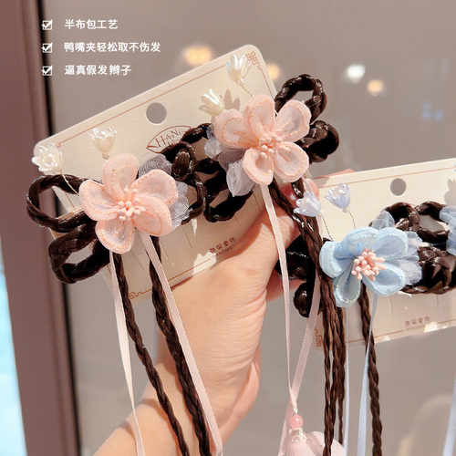 Children's flower headdress, antique bow hairpin, girl's tassel hairpin, little girl's Hanfu hair accessories, baby accessories