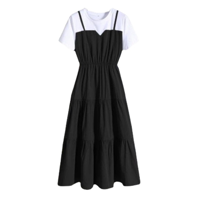 Vestido de Verano 2026 para Mujer Talla Grande, con Tirantes y Diseño de Dos Piezas, Cintura Ajustada y Manga Corta image 1