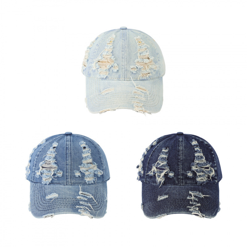 Vintage denim baseballkeps för damer med tvättad effekt_voghion.com