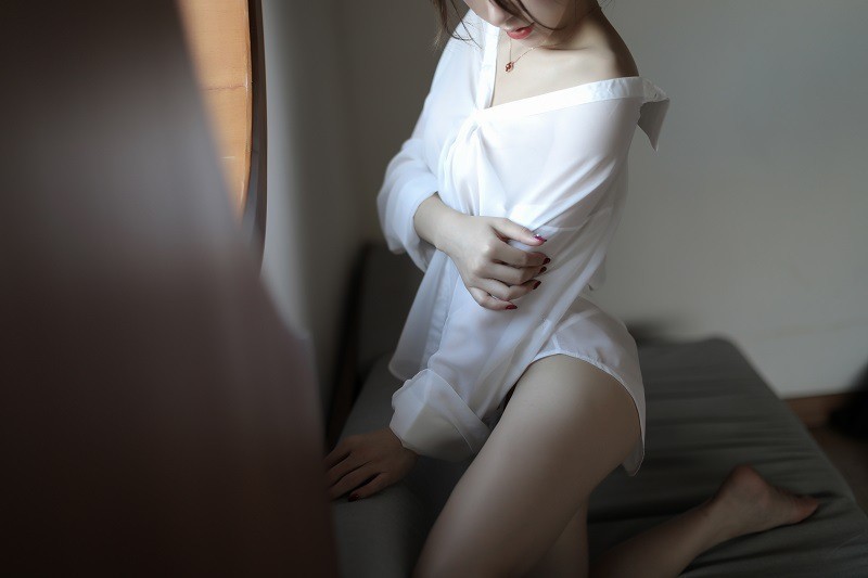 Sheer Chiffon Boyfriend Shirt Lingerie for Women, White Costume Uniform, One Size — detail image 10
