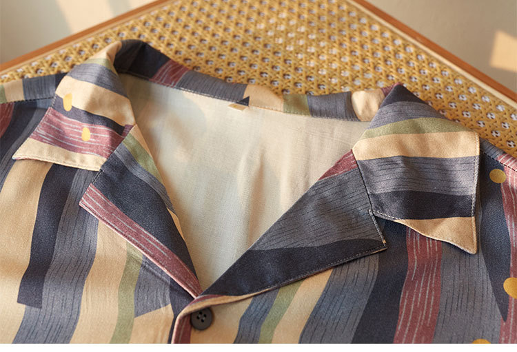 Title 1, Retro Oil Painting Striped Pajama Set