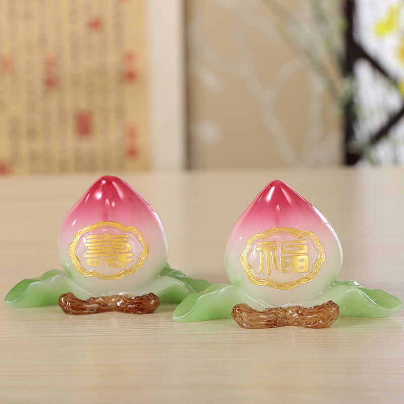 福寿桃摆件送老人生日朋友工艺礼品祝寿礼品家居装饰品佛堂摆件|undefined