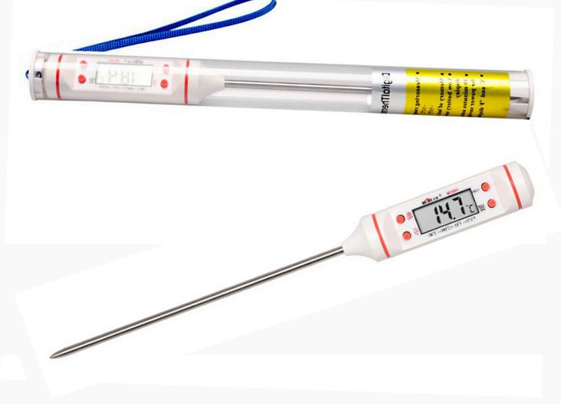 Пищевая Пищевая ручка Игольчатый термометр зонд электронный цифровой дисплей жидкий термометр для барбекю белый