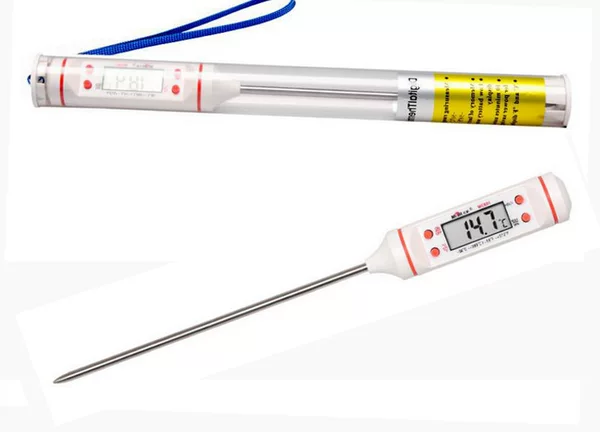 Food Pen Needle Thermometer Probe Electronic Digital Display Liquid Barbecue Oil Thermometer White