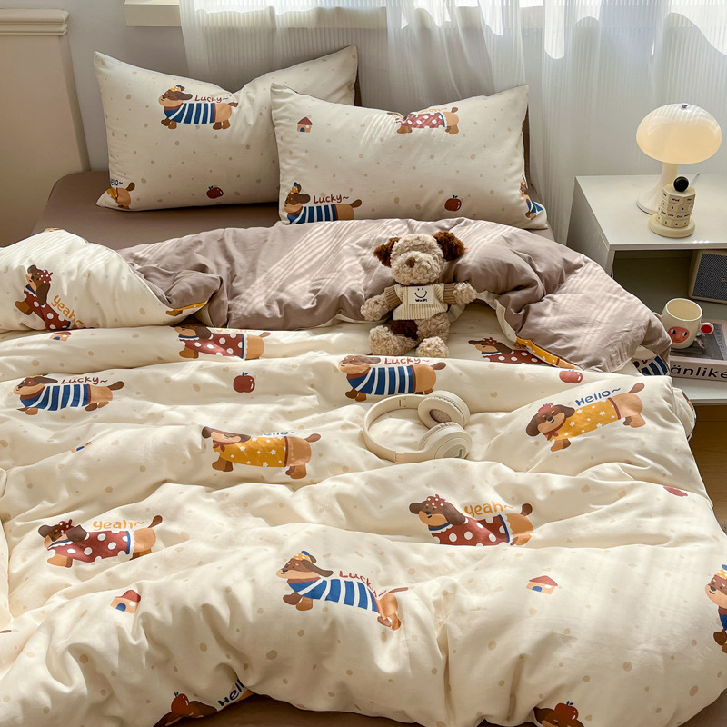 Todo el algodón otoño invierno doble hilo espesado cuatro piezas Xinjiang colcha de algodón de lana larga una cama de algodón puro cuatro piezas