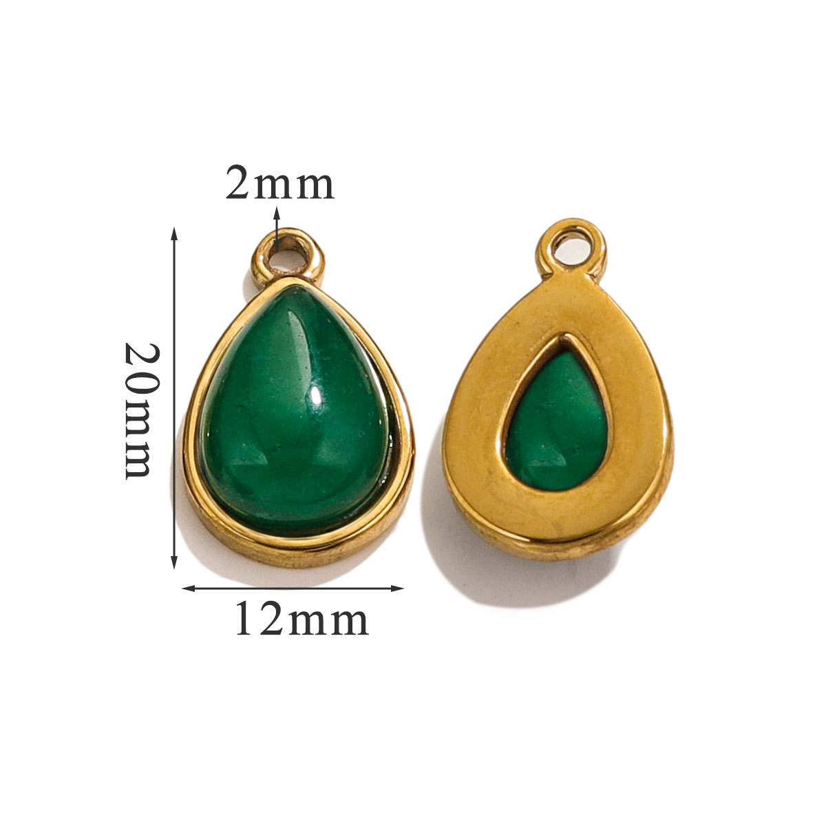 DIY accesorios de joyería gota de acero inoxidable incrustado piedra natural elíptica pequeña colgante pendientes pulseras collares materiales hechos a mano