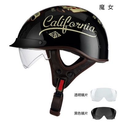 Motosiklet kaskı (dəbilqə) – Helmet Retro Helmet Men's Summer - 015-1976-witch-black-lens-transparent-lens-m