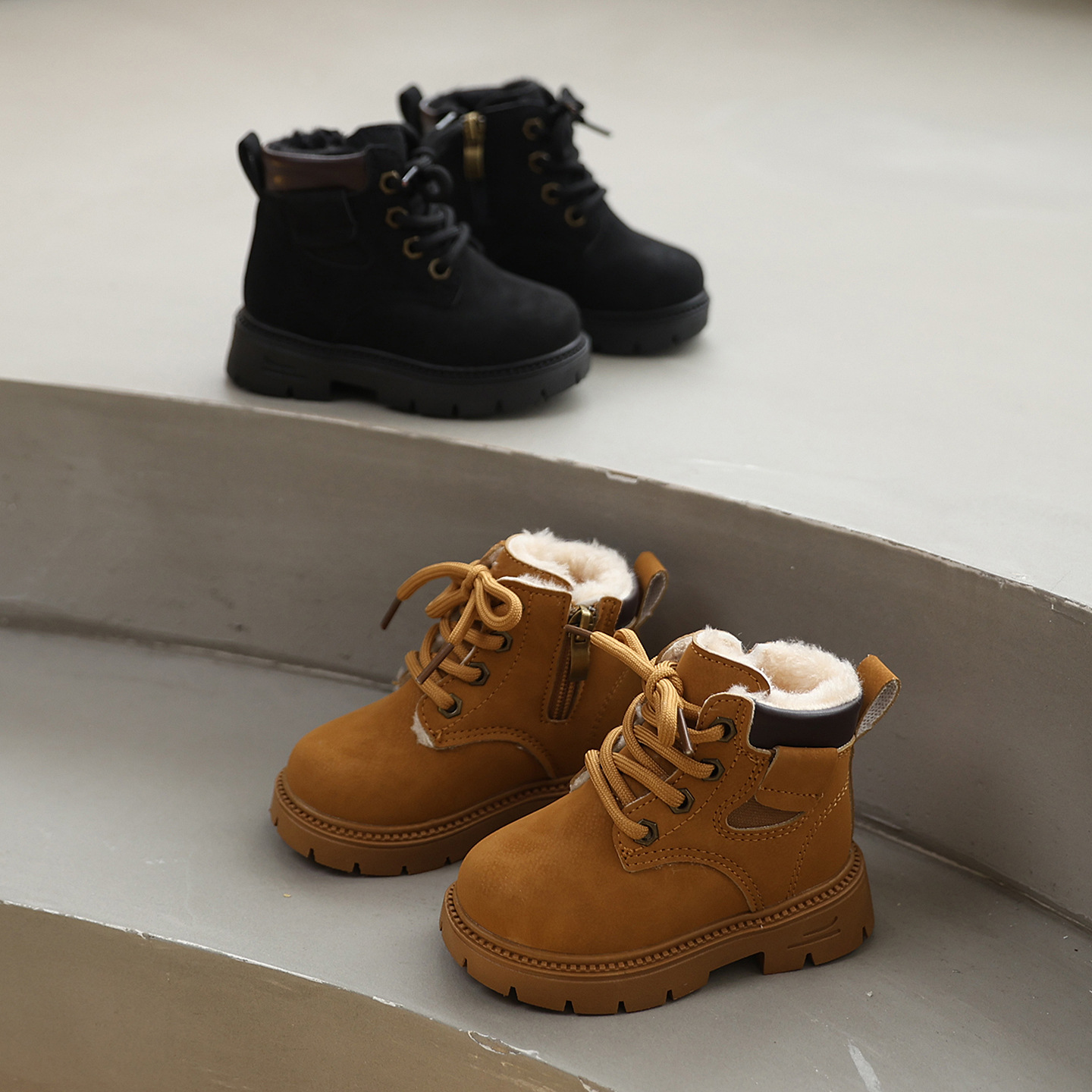 2025 New Kidsren's Boots, Baby Girl's Short Boots, Boy's Boots, Kidsren's Winter Large Cotton Fleece-Lined Warm Boots, Soft Soles