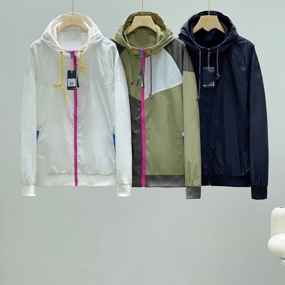 In-Stock Hooded Woven Jacket with Mesh, Waterproof, Fully Embroidered, Black, White, Green, Khaki Patchwork 7680
