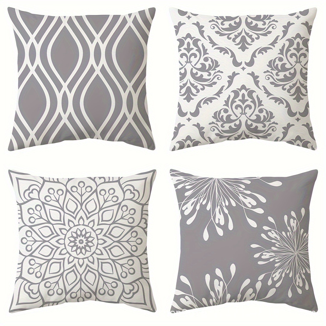 New 4-Piece Set, Geometric Pillow Covers for Sofa Decoration, Modern Gray Sofa Cushion Covers for Living Room Home Decor