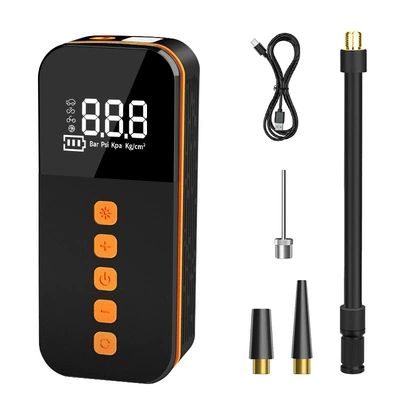Intelligent Car Air Pump with Digital Display and Lighting, Electric Wireless Multifunctional Portable Tire Inflator with Dual Cylinders (Hava nasosu) - large-digital-display-cross-border-color-box