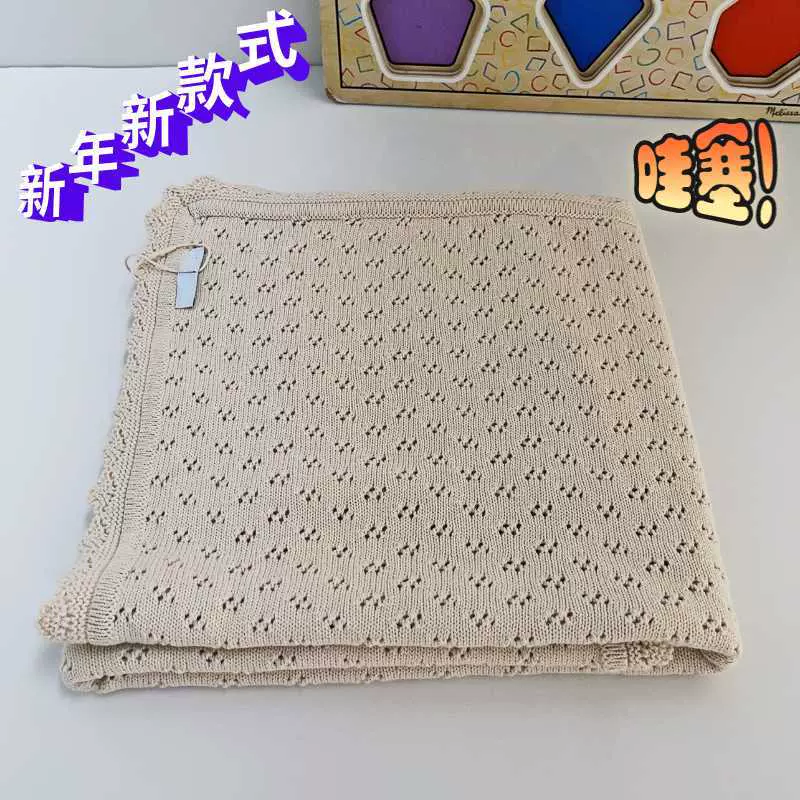 新款儿童毯露营毯子沙发毯绒毯四季儿童毯子纯棉花边针织毯  轻奢