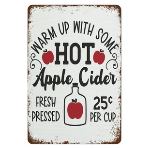 Retro Tin Painting Hot Apple Cider Hot Apple Cider Theme Home Cafe Decoration Hanging Painting