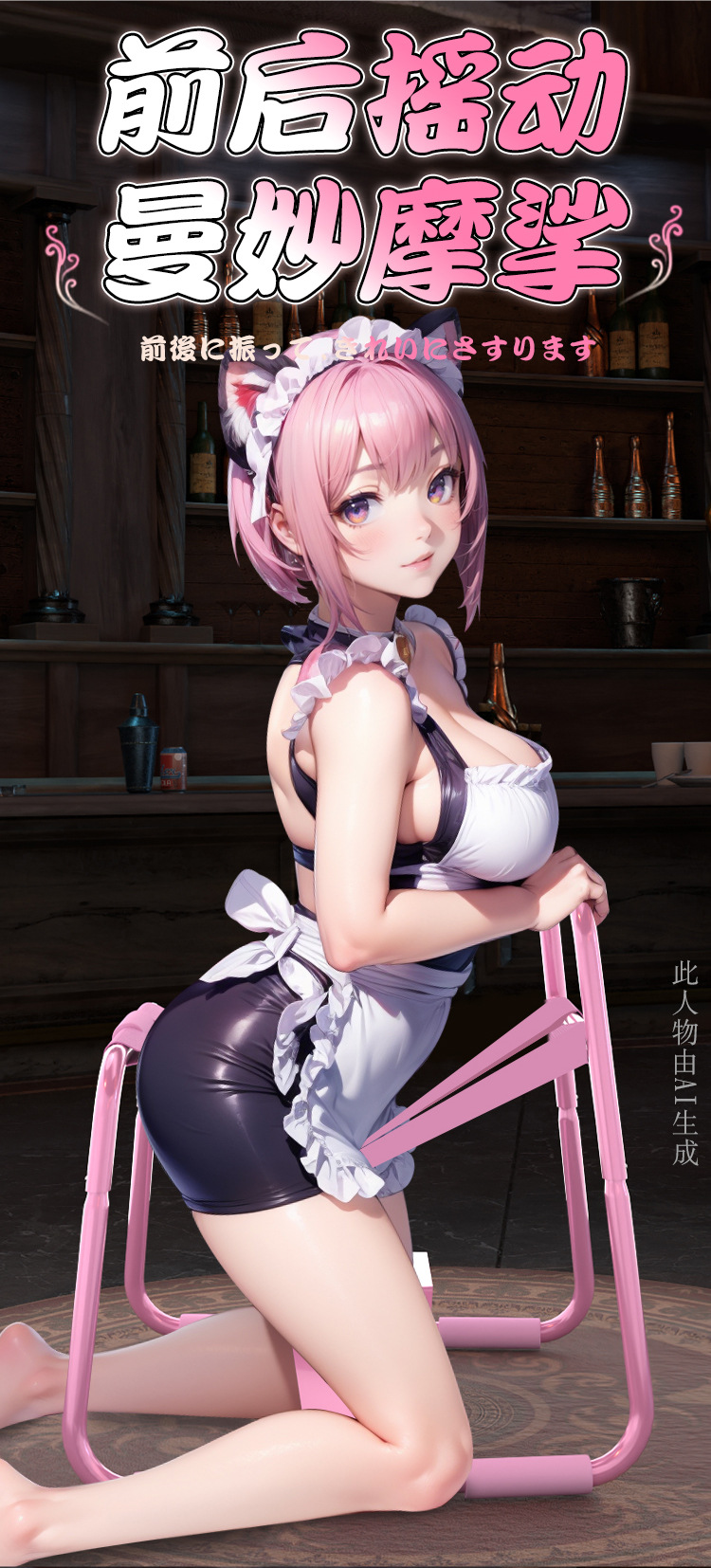 Folding Metal Sex Chair with Elastic Straps for Couples, Black — detail image 6