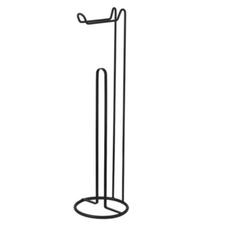 Exportación Amazon Iron Art Colmillo de papel de tierra vertical Soporte de rollo de papel para baño doméstico Estante de piso de metal