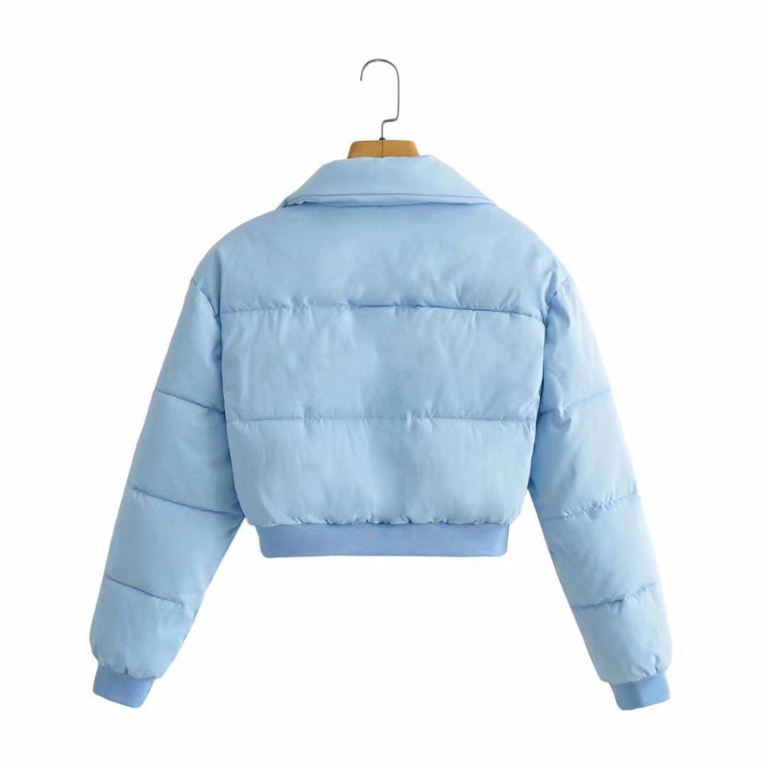 2023 ropa de mujer transfronteriza Otoño e Invierno Nuevo estilo europeo y americano ins moda ultra corta chaqueta acolchada de algodón suelta chaqueta caliente casual image 6