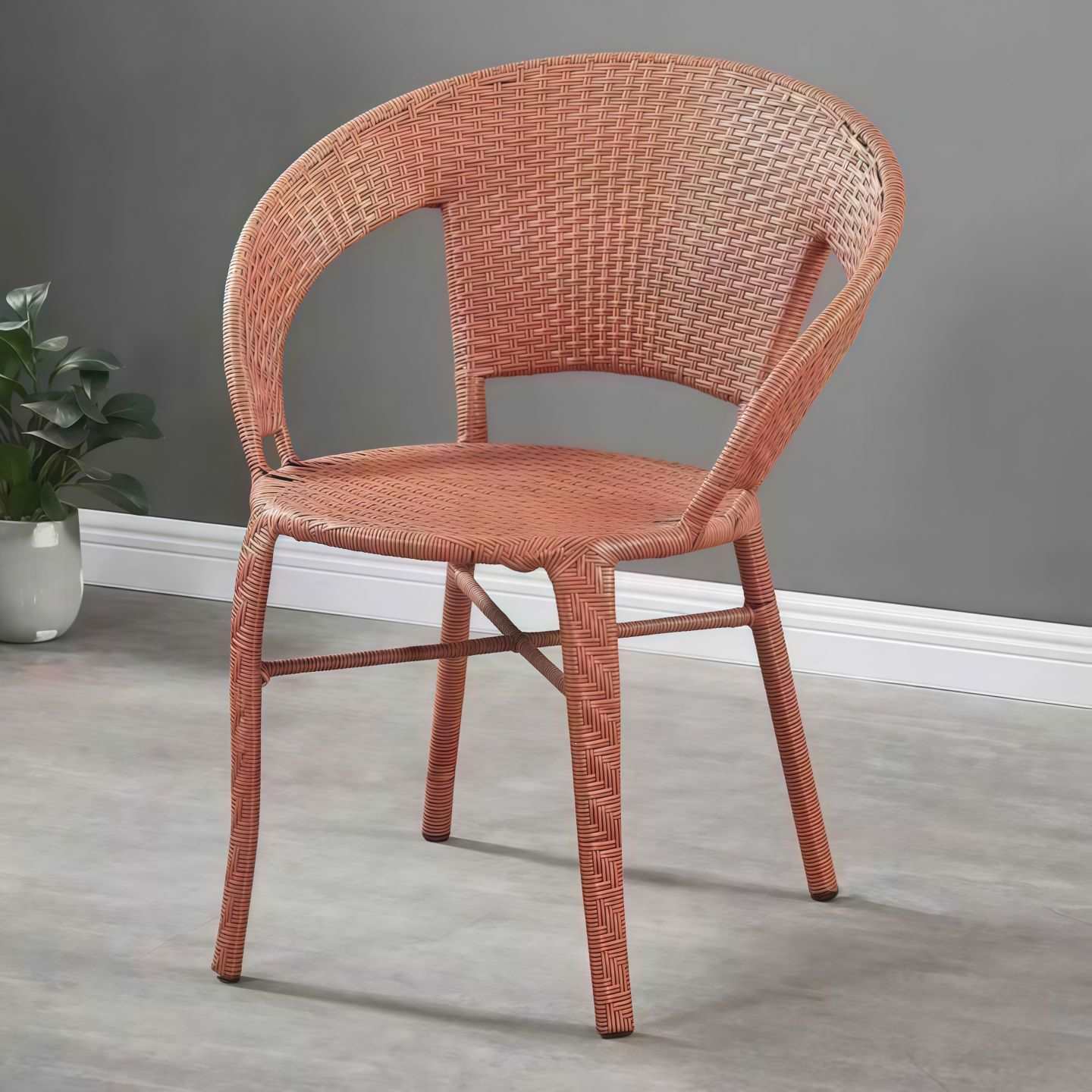 Balcony rattan chair, double-seater leisure chair, single-person armrest chair with backrest, for home use, indoor and outdoor patio, outdoor woven rattan chair