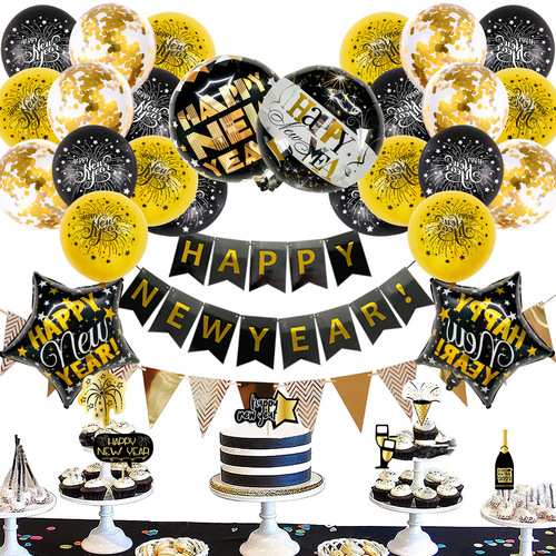 New Year Balloons New Year's Eve Decoration Balloon Set 2024 New Year's Day Decoration New Year Balloons Holiday Party Decoration Balloons