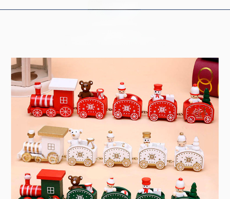 Piiriülesed jõulukaunistused puidust neljaosaline rong laste pühadekingitused akna töölaua ehted_voghion.com