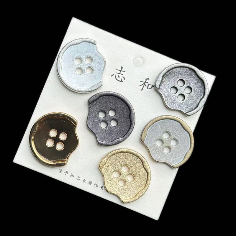 Irregular Notch Design Metal Buckle, Vintage-Style Craftsmanship, Silver-White Antique Silver Denim Jacket and Vest Buckle