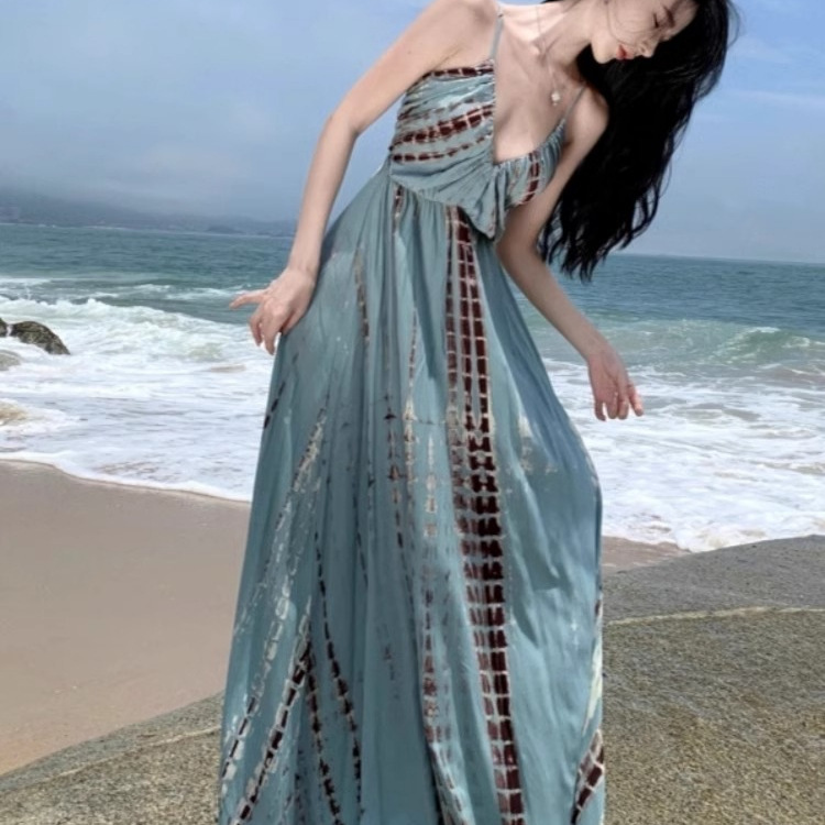 Bohemian Vacation Dress for Women, New Summer Style, French-Style Travel Photography Beach Dress, Elegant Long Dress