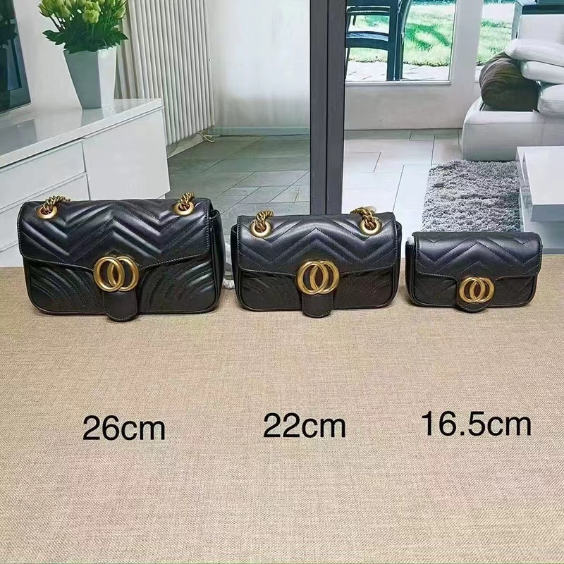 New Double g Bag High Quality Marmont Chain Shoulder Crossbody Women's Bag Versatile Genuine Leather Dionysus Heart Bag