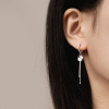 Earrings, long asymmetrical zirconium with tassels, internet celebrity, 2024 years