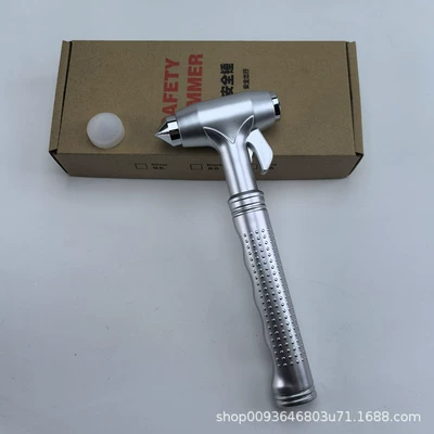 Cross-border car safety hammer, multi-functional Qəza çəkici - km65-upgraded-tungsten-steel-head-silver-color