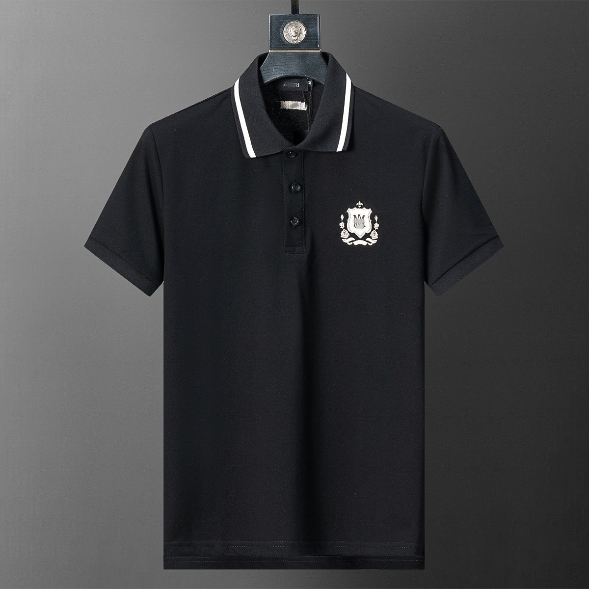 SS25 nueva estación europea de verano de hombre con solapa de algodón de perla de manga corta polo de moda