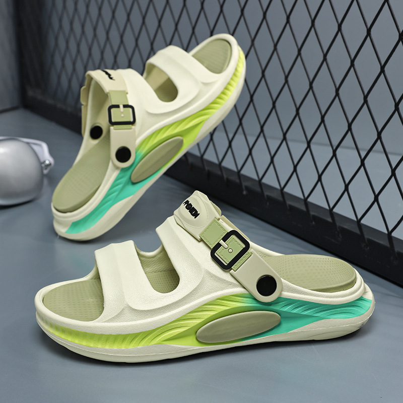 Pantuflas para hombre verano nuevo estilo deportivo antideslizante sandalias exteriores personalidad casual playa chanclas transfronterizas zapatillas EVA