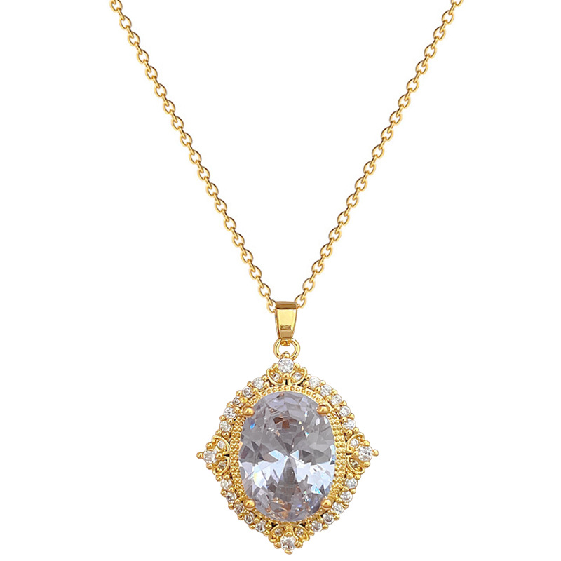 【 Titanium Steel 】 Necklace and earring set, light luxury heavy Industry, Oval Full diamond, personalized and elegant banquet earrings and necklaces pic 18