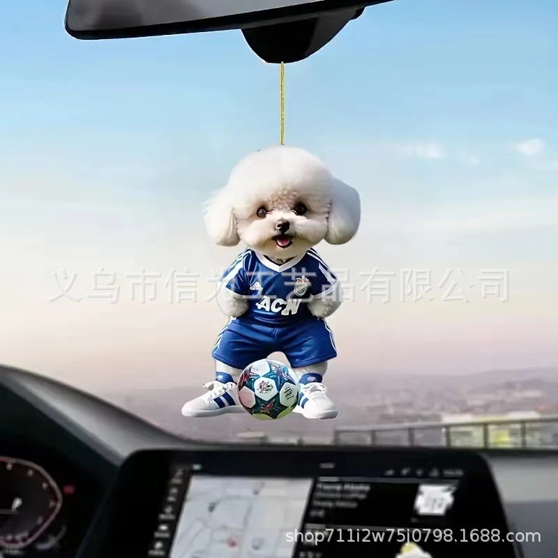 Cross-border nuevo creativo 2D lindos perros de peluche cachorro hombre mochila colgante acrílico colgante de automóvil
