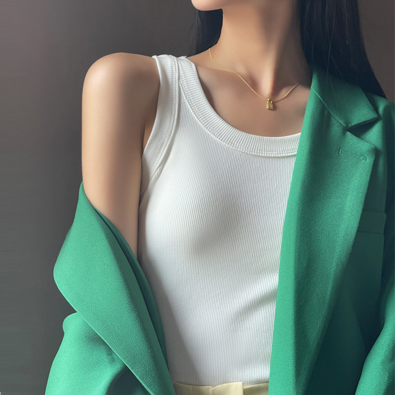 Popular Threaded Knitted Vest for Women with Small Suspenders Inside, Spring, Autumn and Summer Large Size Bottoming Sleeveless Top