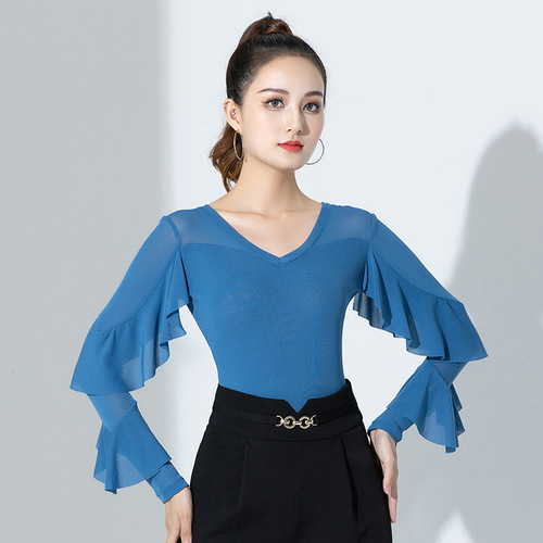  Latin dance clothing new tops modern dance practice clothes national standard dance clothes adult mesh one-piece performance clothes